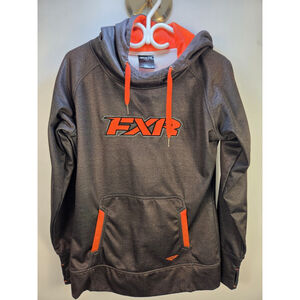 FXR Men's Hoodies Long Sleeves Gray With Orange Logo Size Small Pre-Owned